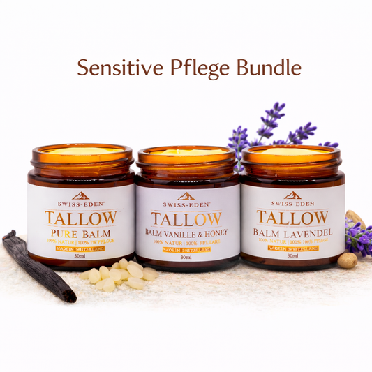 NEU Sensitive Pflege Bundle – Beruhigende Tallow Intensivpflege (Pure, Vanille & Honig, Lavendel)