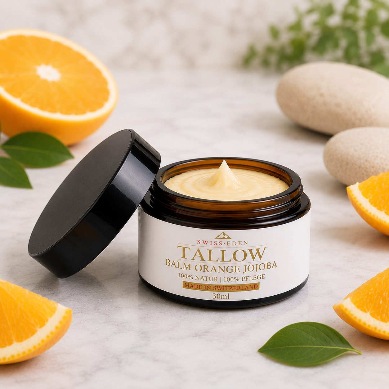 Swiss Eden Tallow Balm Orange & Jojoba 30ml – Natürliche Hautpflege mit Bio-Rindertalg