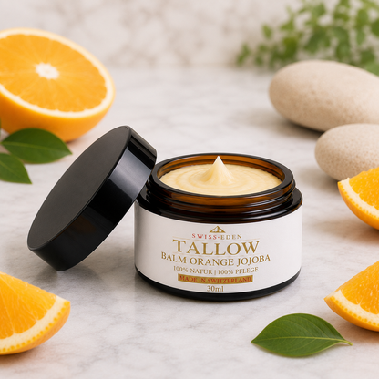 Swiss Eden Tallow Balm Orange & Jojoba 30ml – Natürliche Hautpflege mit Bio-Rindertalg